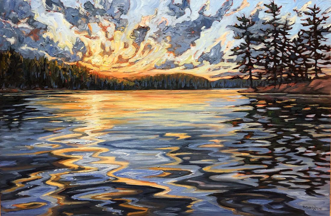 Last Show - Muskoka Sunset oil painting - Brigitte Granton